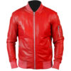 Men's Stylish Bomber Red Leather Jacket