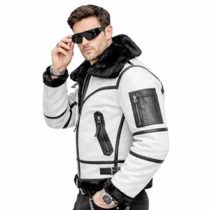 NEW AVITOR B3 RAF BOMBER LEATHER JACKET MEN FAUX FUR COAT