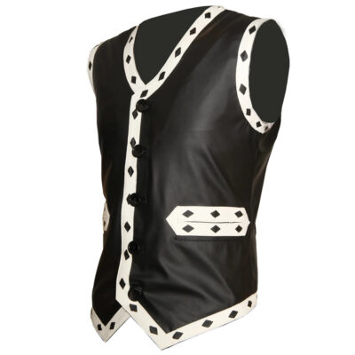 Men's Black Leather Vest