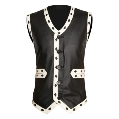 Men's Black Leather Vest
