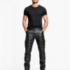 Mens Black Leather Cargo Pants