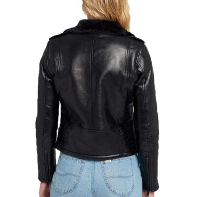 Women's Clara Black Fur Leather Jacket