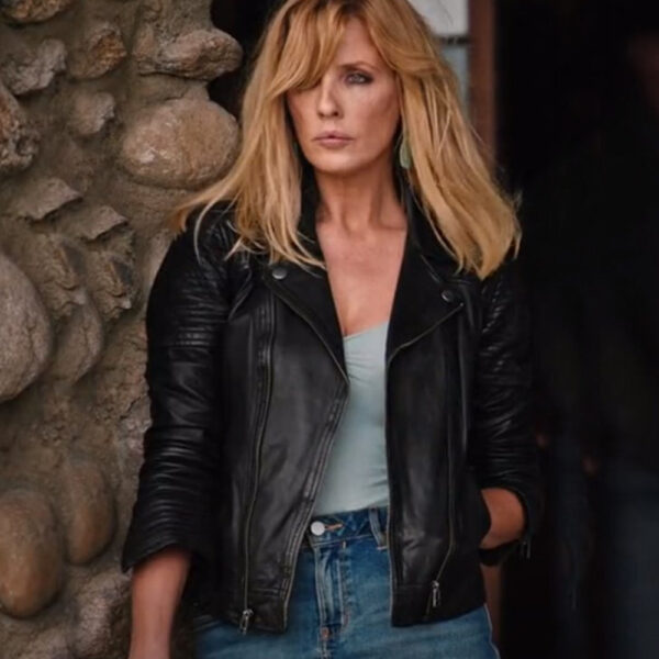 Kelly Reilly Black Leather Biker Jacket