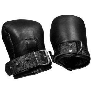 Black Leather Mitts Restraints Gloves Black Leather Mitts Gloves Padded Restraints Bondage