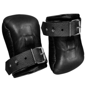Black Leather Mitts Restraints Gloves Black Leather Mitts Gloves Padded Restraints Bondage