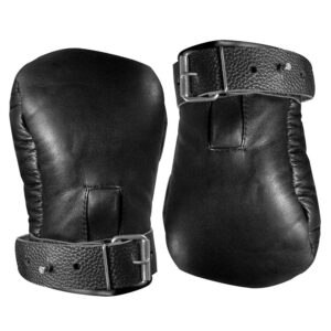 Black Leather Mitts Restraints Gloves Black Leather Mitts Gloves Padded Restraints Bondage