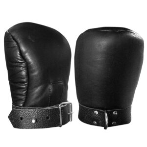 Black Leather Mitts Restraints Gloves Black Leather Mitts Gloves Padded Restraints Bondage
