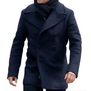 Men's Tom Cruise Mission Impossible Blue Coat Ethan Hunt Wool Winter Overcoats