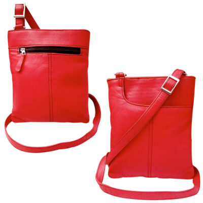 Red Leather Cross Body Bag Messenger Bag Unisex Ideal for both Men and Women