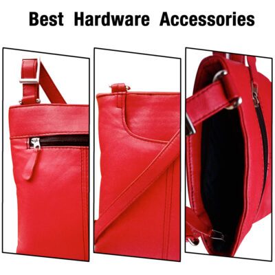 Red Leather Cross Body Bag Messenger Bag Unisex Ideal for both Men and Women