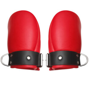 Red Leather Mitts Padded Bondage Gloves Red Leather Mitts Restraints Gloves Red Leather Mitts Gloves Padded Restraints