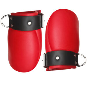 Red Leather Mitts Padded Bondage Gloves Red Leather Mitts Restraints Gloves Red Leather Mitts Gloves Padded Restraints