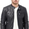 Men's Black Leather Fashion Jacket