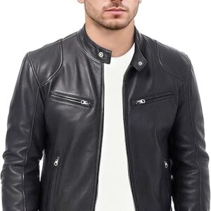 Men's Black Leather Fashion Jacket