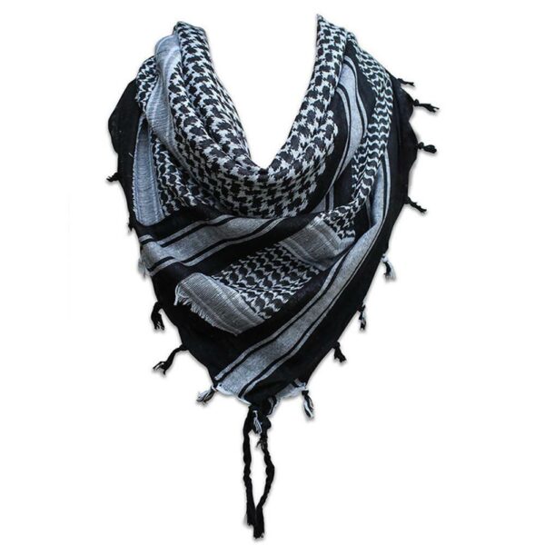 Black Grey Palestinian Keffiyeh Scarf Head Wrap Cotton Shemagh Unisex