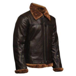 Men's B3 Shearling Brown Leather Jacket Mens Raf Aviator Sheepskin Leather B3 Bomber Winter Flying Pilot Jacket