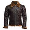 Men's B3 Shearling Brown Leather Jacket Mens Raf Aviator Sheepskin Leather B3 Bomber Winter Flying Pilot Jacket