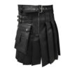 Men's Black Leather Kilt Gladiator Larp Warriors Kilt