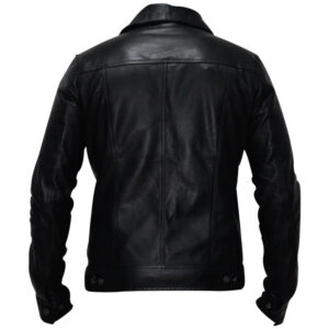 Men's Denim Style Trucker Leather Jacket