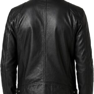 Mens Leather Biker Motorcycle Bomber Black Vintage Cafe Racer Quilted Style Genuine Leather Jacket For Mens