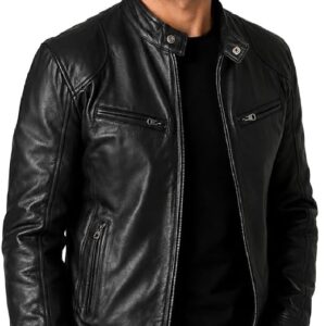 Alternative view of Men's Black Leather Fashion UK Jacket