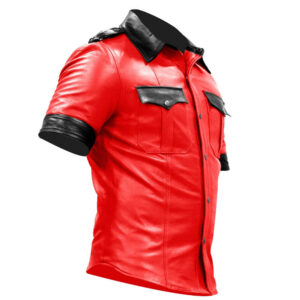 Sexy Police Uniform Gay Fetish Red Shirt