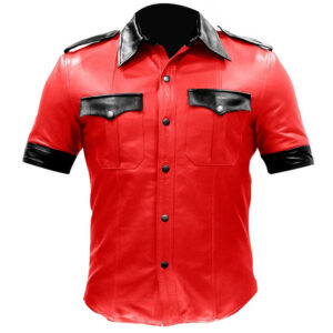 Sexy Police Uniform Gay Fetish Red Shirt