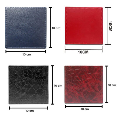 Square Tea Leather Coasters Pack Of 6 With Holder For Bar, Home, Office, Non-slip, Heat Resistant Coasters, Bar Coasters, Drink Coasters