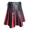 Men's Black Red Gladiator Pleated Leather Kilt