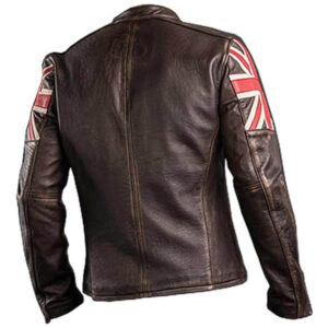 Men's Cafe Racer UK Flag Leather Jacket
