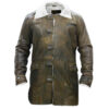Men's Jungle Brown Leather White Fur Coat