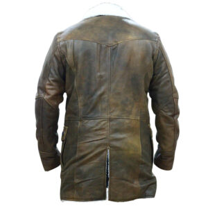 Men's Jungle Brown Leather White Fur Coat