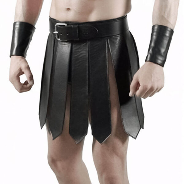 Men's Real Leather Roman Gladiator Kilt Larp