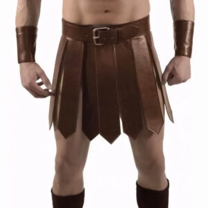 Men's Real Leather Roman Gladiator Kilt Larp