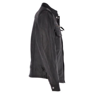 Men's Shirt Style Black Leather Jacket