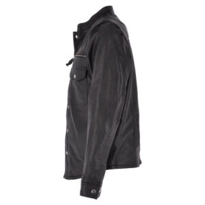 Men's Shirt Style Black Leather Jacket