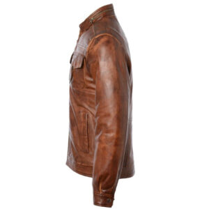 Men's Tan Brown Biker Real Leather Jacket