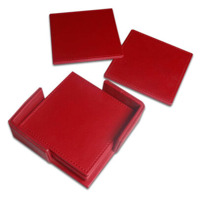 Square Tea Leather Coasters Pack Of 6 With Holder For Bar, Home, Office, Non-slip, Heat Resistant Coasters, Bar Coasters, Drink Coasters