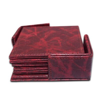 Square Tea Leather Coasters Pack Of 6 With Holder For Bar, Home, Office, Non-slip, Heat Resistant Coasters, Bar Coasters, Drink Coasters