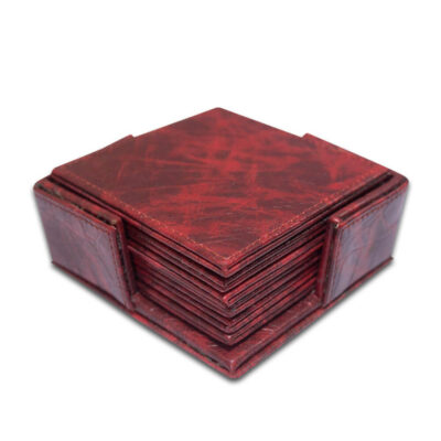 Square Tea Leather Coasters Pack Of 6 With Holder For Bar, Home, Office, Non-slip, Heat Resistant Coasters, Bar Coasters, Drink Coasters