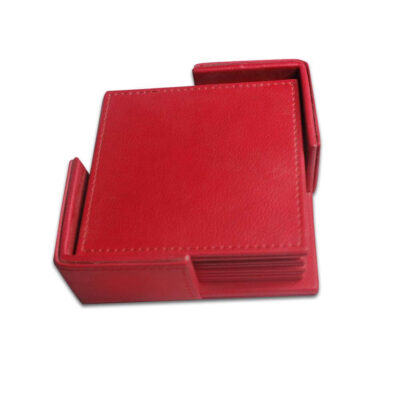 Square Tea Leather Coasters Pack Of 6 With Holder For Bar, Home, Office, Non-slip, Heat Resistant Coasters, Bar Coasters, Drink Coasters