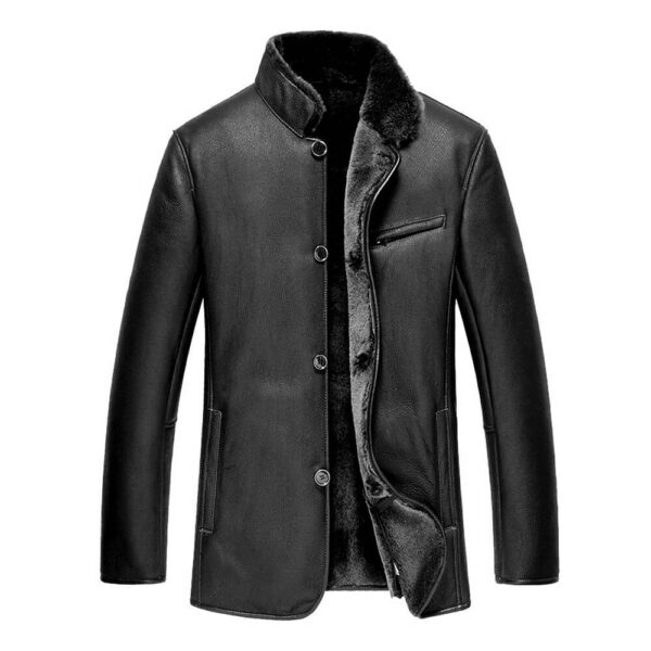 Men Sheepskin Leather Fur Shearling Coat