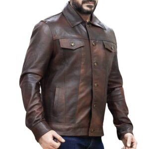 Men's Two Tone Brown Trucker Jacket