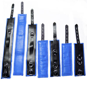 7 Piece Restraints Leather Bondage BDSM Black With Blue For Adults Fetish Play