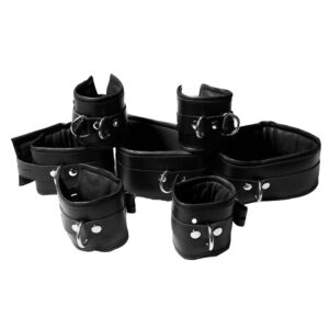 7 Piece Restraints Leather Bondage BDSM For Adults Fetish Play Black