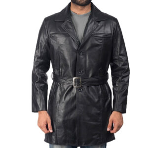 100% Real Leather Trench Coat for Men