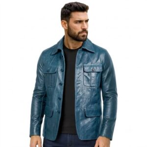 Men’s Genuine Leather Blazer Jacket