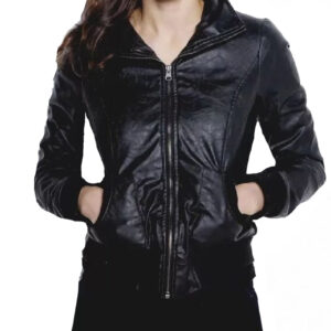 Alexandra Daddario Bomber Leather Jacket