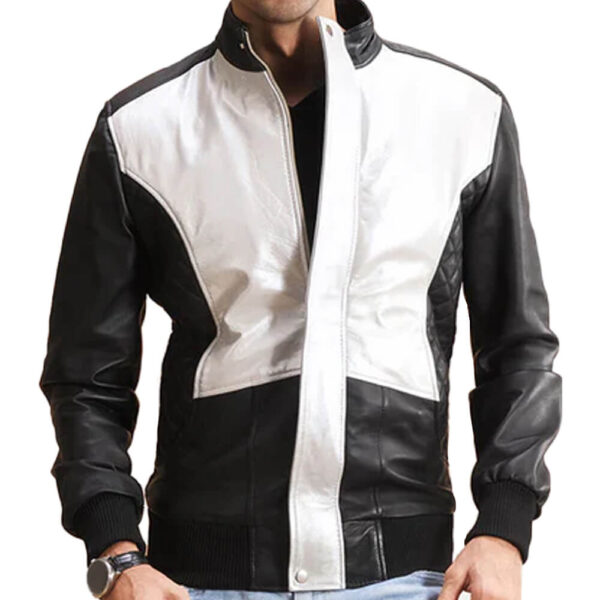 Mens Black Bomber Style Leather Jacket