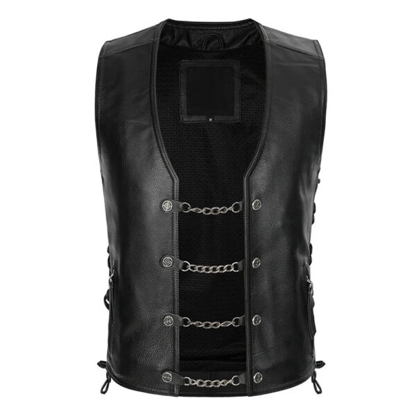 Mens Halloween Collarless Leather Vest